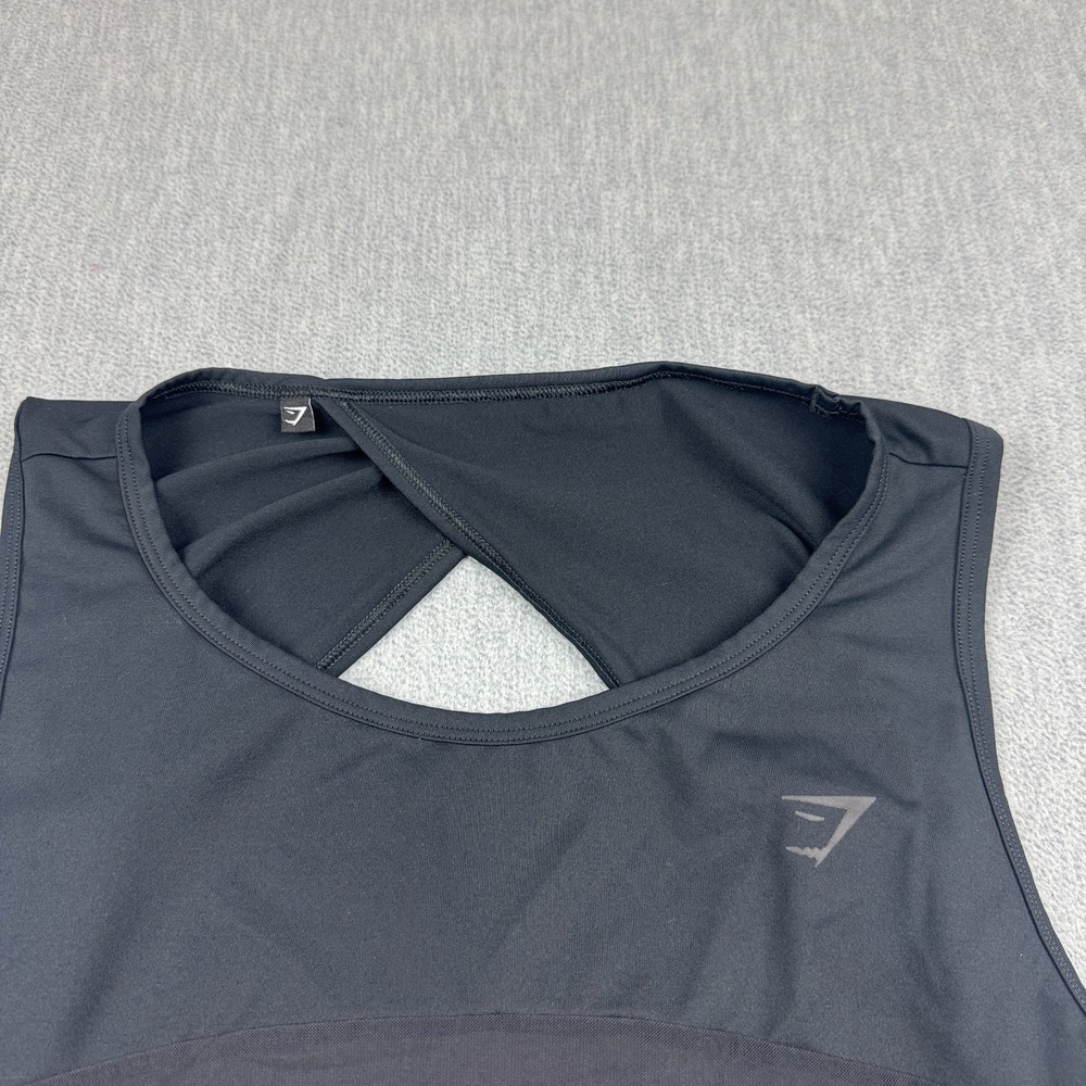 Gymshark Tank Top Women XL Black Mesh‎ Open Back Gym Workout  Active Running - Picture 3 of 9